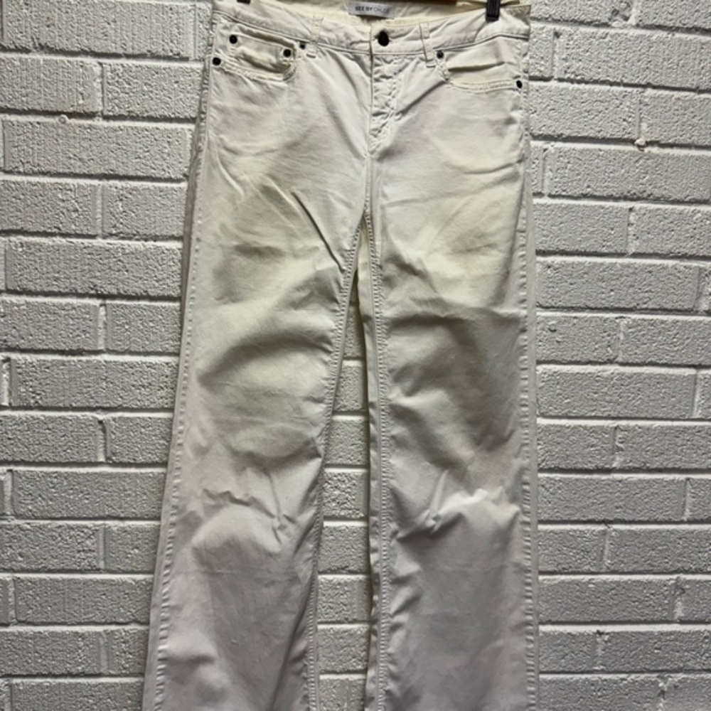 See By Chloe White Flare Wide Leg Jeans